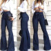 ️Women High Waist Denim Jeans Stretch Bell Bottom Pants Flare Wide Leg Trousers