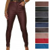 NEW Ladies Evening High Waist Leather Look Stretch Tight Jeans Trousers 10-22