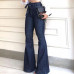 ️Women High Waist Denim Jeans Stretch Bell Bottom Pants Flare Wide Leg Trousers