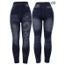 New Womens Stretchy Thick Denim Print Denim Look Ripped Skinny Jeggings Legging 