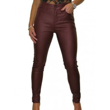 NEW Ladies Evening High Waist Leather Look Stretch Tight Jeans Trousers 10-22