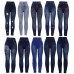 New Womens Stretchy Thick Denim Print Denim Look Ripped Skinny Jeggings Legging 