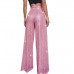 Womens Sequin Wide Leg Trousers High Waist Glitter Party Cocktail Solid Pants