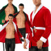 Men Velvet Christmas Smoking Robe Jacket Belt Costume Fancy Dress Nightwear