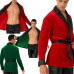 Men Velvet Christmas Smoking Robe Jacket Belt Costume Fancy Dress Nightwear