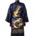 Bathrobe Men Satin Silk Robe Embroidery Dragon Kimono Sleepwear Fashion Style