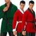 Men Velvet Christmas Smoking Robe Jacket Belt Costume Fancy Dress Nightwear