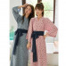 Japanese Kimono Pajamas Set Cotton Woman Loose LongSleeve Floral Print Sleepwear