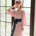 Japanese Kimono Pajamas Set Cotton Woman Loose LongSleeve Floral Print Sleepwear