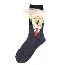 President Donald Trump Grey Socks with 3D Fake Blonde Hair - Funny New