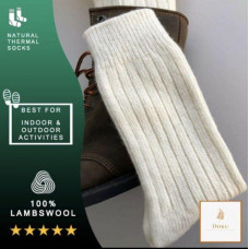 Pure 100% Lambswool Dye Free Socks Natural Warm Winter Genuine Wool Walking 