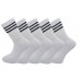 Mens Sports Crew Socks 5 Pairs Running Gym Walking White Black Stripped 6-11