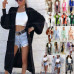 Women Chunky Knitted Oversized Cardigan Ladies Balloon Sleeve Long Maxi Cardigan