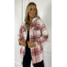 Womens Check Fleece Casual Hooded Jacket Shacket Top Shirt Coat Oversize Baggy