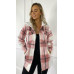 Womens Check Fleece Casual Hooded Jacket Shacket Top Shirt Coat Oversize Baggy