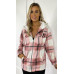 Womens Check Fleece Casual Hooded Jacket Shacket Top Shirt Coat Oversize Baggy